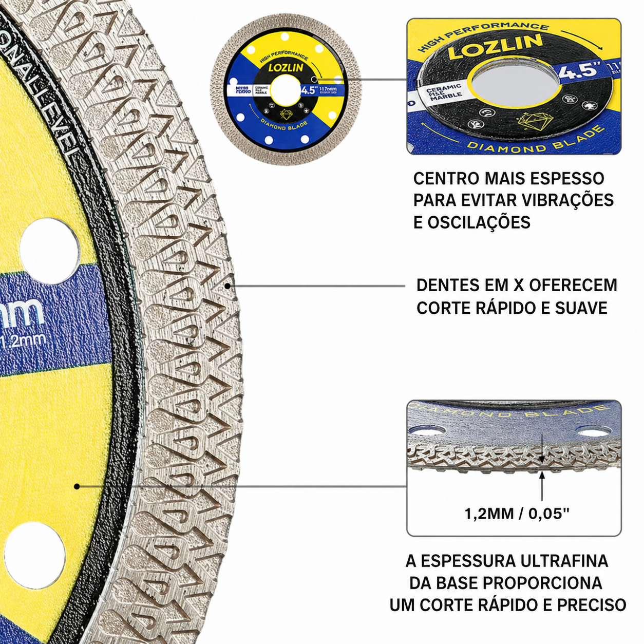 Disco Diamantado Fino para Cortes Limpos em Azulejo, Cerâmica e Mármore
