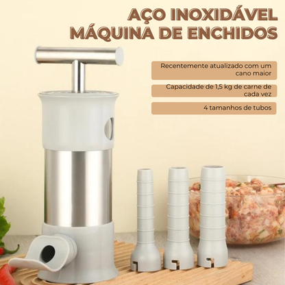 Prático Aparelho De Enchidos Em Aço Inoxidável