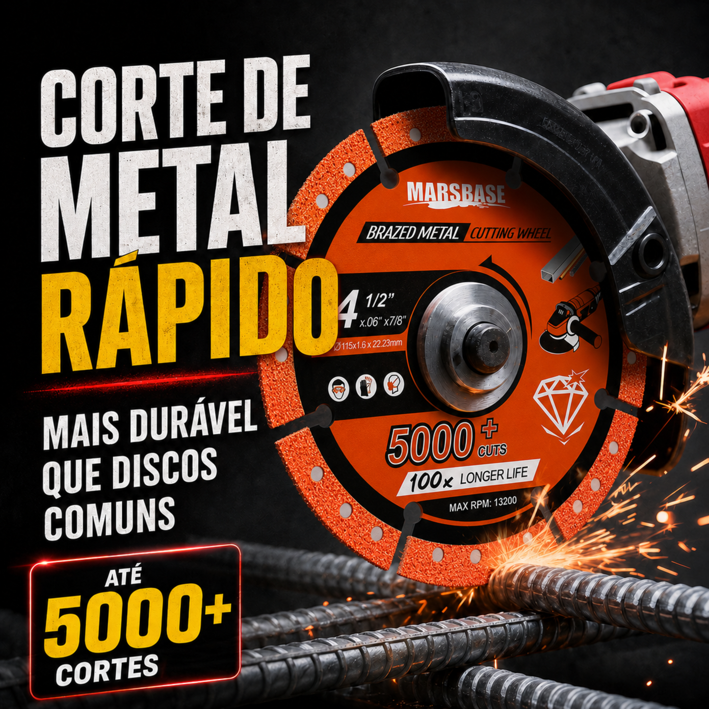 Disco de corte para metal com revestimento diamantado