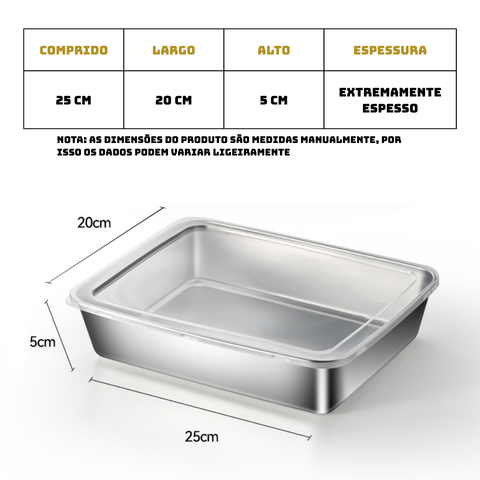 Recipiente multiuso de aço inoxidável 304 com tampa de silicone: ultraleve, seguro e conserva os nutrientes