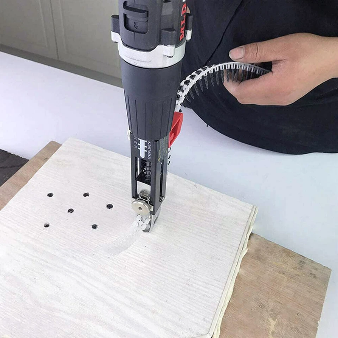 Adaptador para Converter Berbequim em Aparafusadora Automática – Com Fita de Parafusos (50 parafusos / 1 fita)