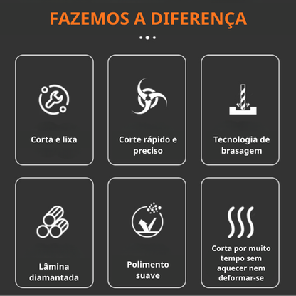Disco diamantado 3 em 1 – corta, lixa e modela todos os materiais