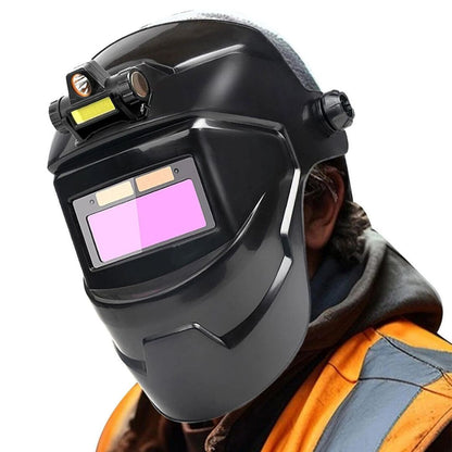Máscara de Soldadura Automática com Escurecimento Premium com Luz LED, Leve na Cabeça, Proteção Ocular Total