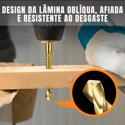 Conjunto de 6 brocas – Revestimento em titânio resistente, longa durabilidade sem perder o fio