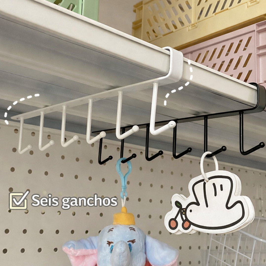 🔥 Organizador com 6 Ganchos – Mais Espaço Sem Furação