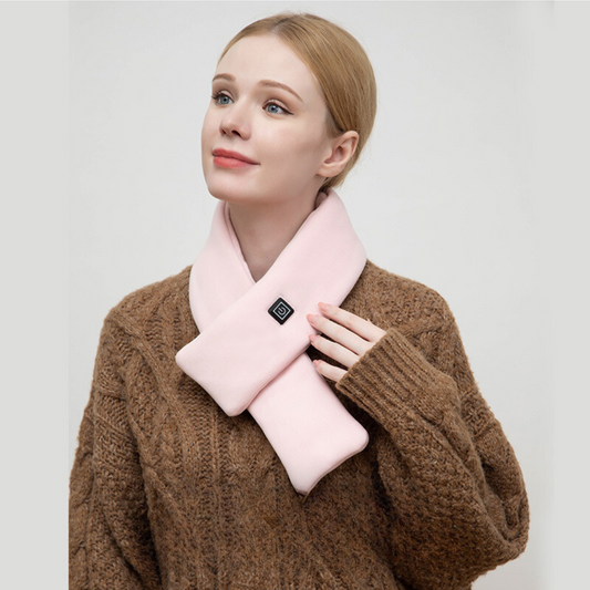 Cachecol aquecido USB para homens e mulheres, 3 níveis de ajuste de temperatura - Acompanha power bank (Cor branca)