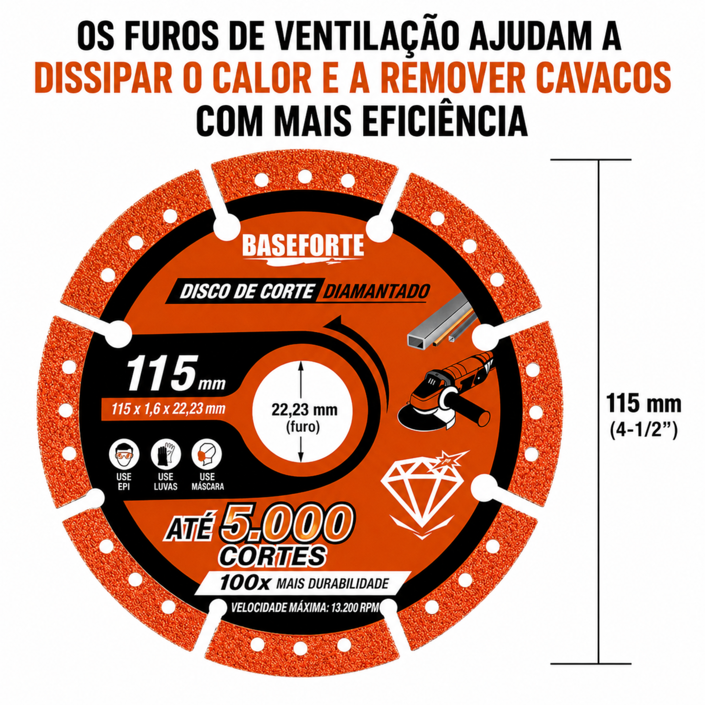 Disco de corte para metal com revestimento diamantado