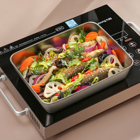 Recipiente grande para armazenamento de alimentos em aço inoxidável 304, capaz de manter os alimentos frescos por até 4 semanas.