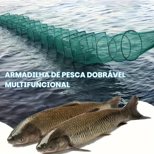 Gaiola de Pesca Dobrável em Nylon Verde Durável - Design Espesso e Sem Nós para Camarões e Enguias, Perfeita para Pesca em Rios e Lagos