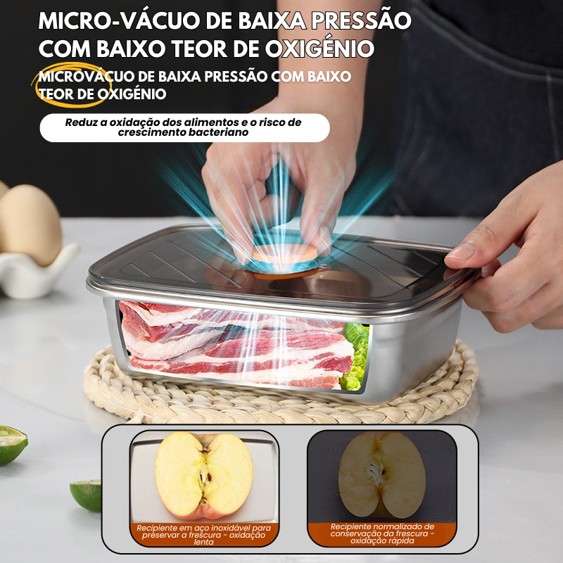 [🎁 Conjunto 6+3 Grátis] Recipiente Hermético para Armazenamento em Aço Inoxidável 316 Antibacteriano (19x14x6cm)