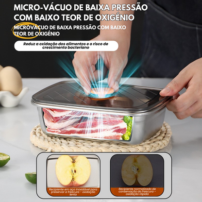 [🎁 Conjunto 6+3 Grátis] Recipiente Hermético para Armazenamento em Aço Inoxidável 316 Antibacteriano (19x14x6cm)