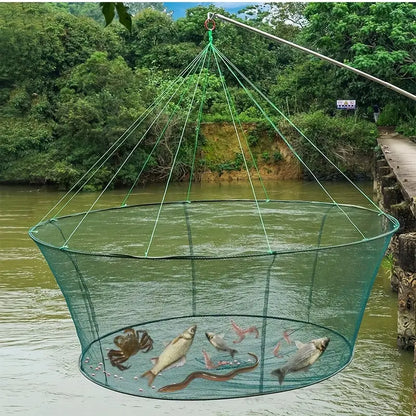 Rede Verde Dobrável para Pesca - Material PE Durável, Design de Topo Aberto para Captura Fácil de Peixes e Camarões, Perfeita para Pesca em Rios e Lagos