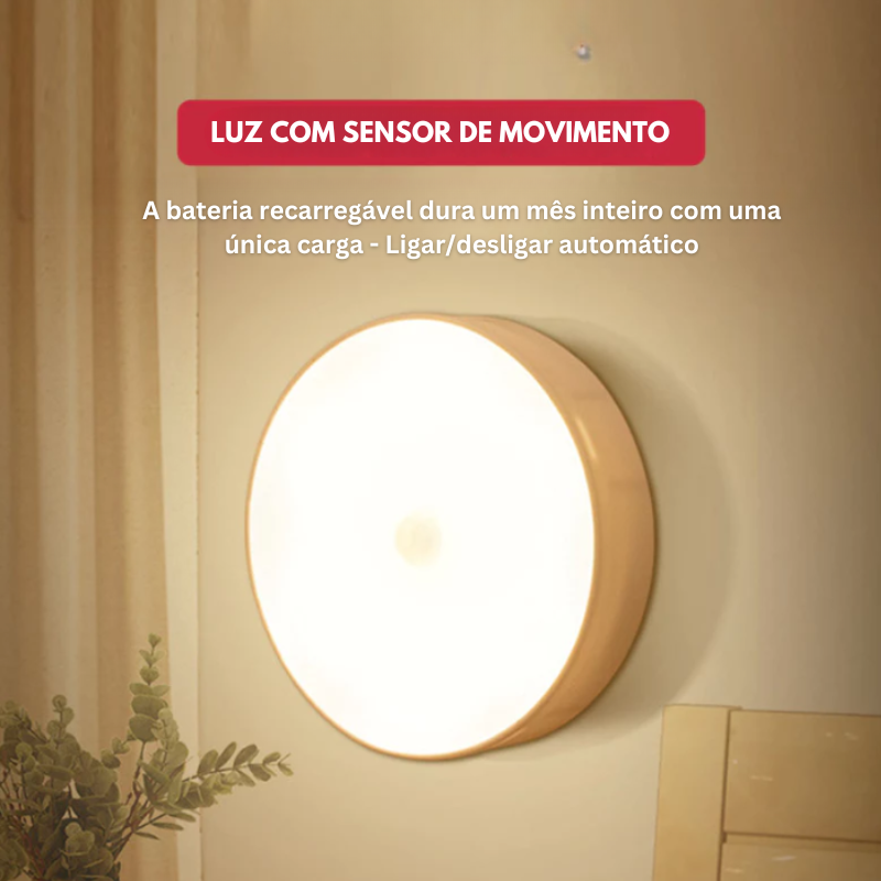 Luz LED inteligente com sensor de movimento - Acende-se automaticamente quando se move, ideal para qualquer espaço!