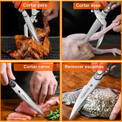 Tesoura Para Cortar Ossos De Frango Desmontável, Tesoura De Cozinha Multifuncional Em Aço Inoxidável, Afiada E Robusta (Cor Prata)