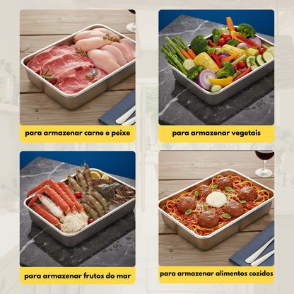 Recipiente para Alimentos em Aço Inoxidável 304 – Frescura Prolongada e Máxima Segurança