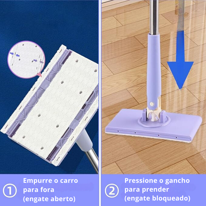 Mini Mop com Troca de Pano, Design do Cabo de Empurrar-Puxar com Toalha Descartável