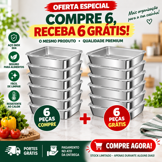 A solução para um frigorífico sempre organizado e sem odores – Recipientes em aço inox SUS304 (25×20×6 cm)