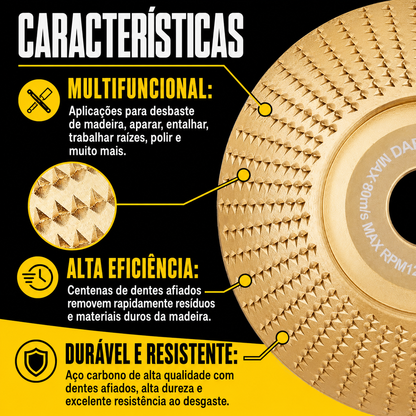 Conjunto De 3 Discos De Desbaste Em Aço Carbono Para Madeira (Plano – Curvo – Inclinado)