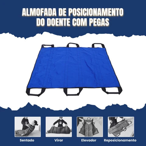 Manta de transferência para pacientes com 6 pegas reforçadas – resguardo médico multifunções para camas e idosos