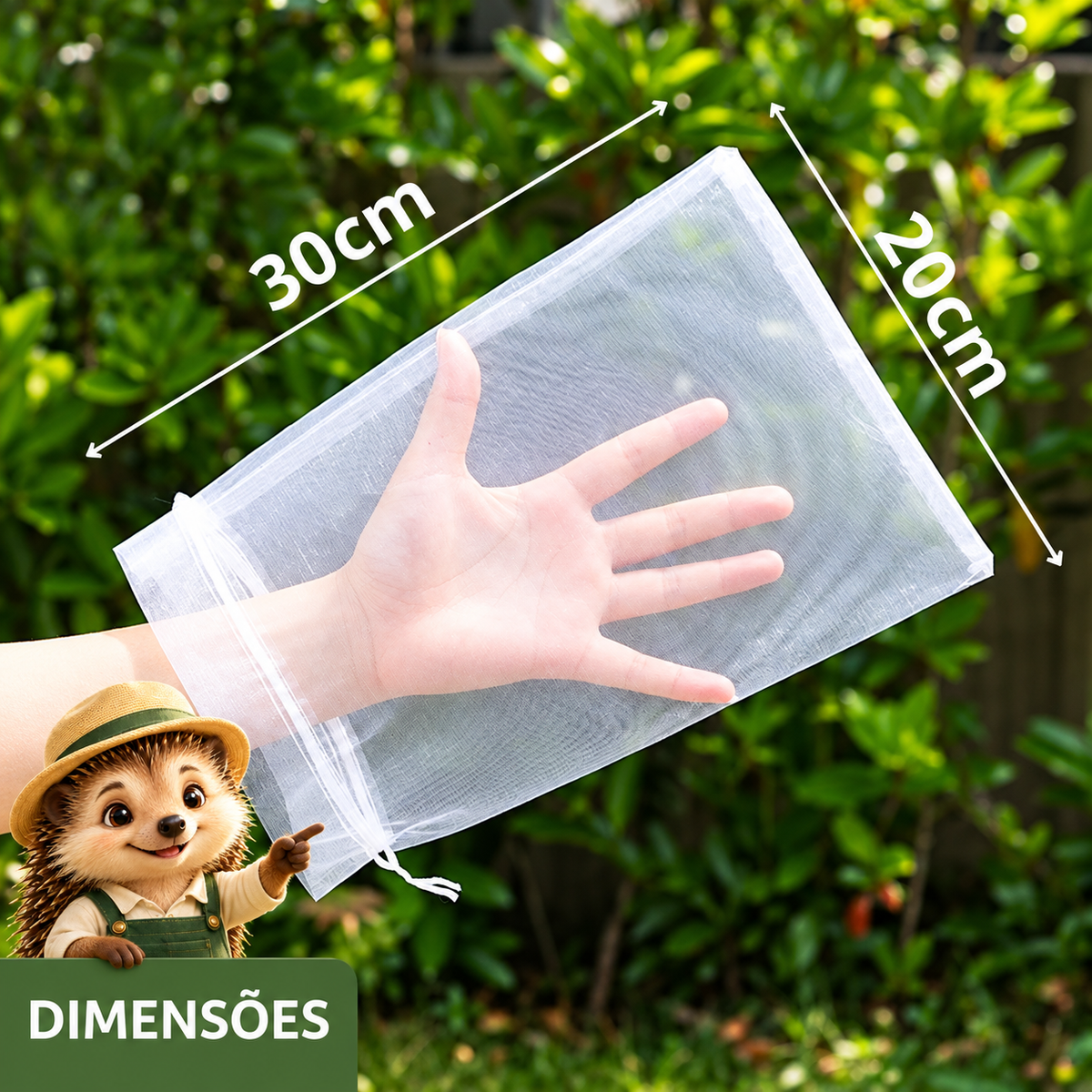 Pack de 50 Sacos de Rede para Frutas e Legumes — Proteja a Sua Colheita de Insetos e Pássaros