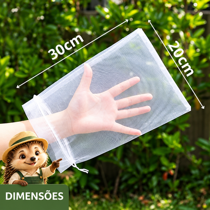 Pack de 50 Sacos de Rede para Frutas e Legumes — Proteja a Sua Colheita de Insetos e Pássaros
