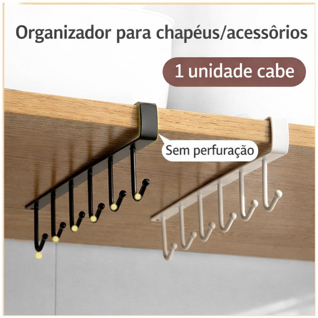 🔥 Organizador com 6 Ganchos – Mais Espaço Sem Furação