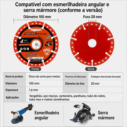 Disco de corte para metal com revestimento diamantado