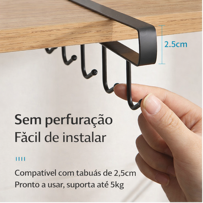 🔥 Organizador com 6 Ganchos – Mais Espaço Sem Furação