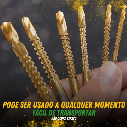 Conjunto de 6 brocas – Revestimento em titânio resistente, longa durabilidade sem perder o fio