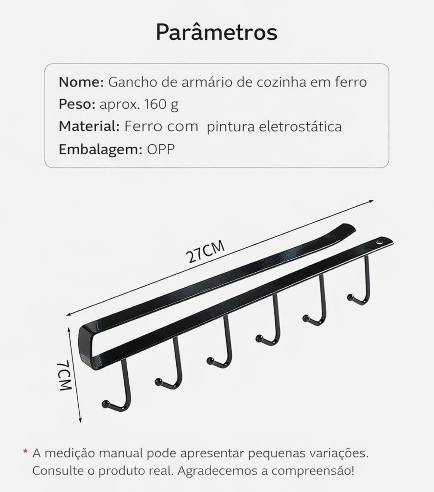 🔥 Organizador com 6 Ganchos – Mais Espaço Sem Furação