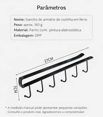🔥 Organizador com 6 Ganchos – Mais Espaço Sem Furação
