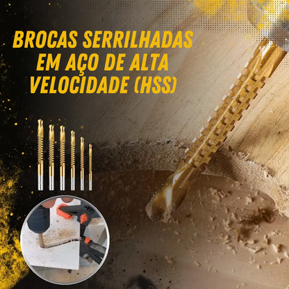 Conjunto de 6 brocas – Revestimento em titânio resistente, longa durabilidade sem perder o fio