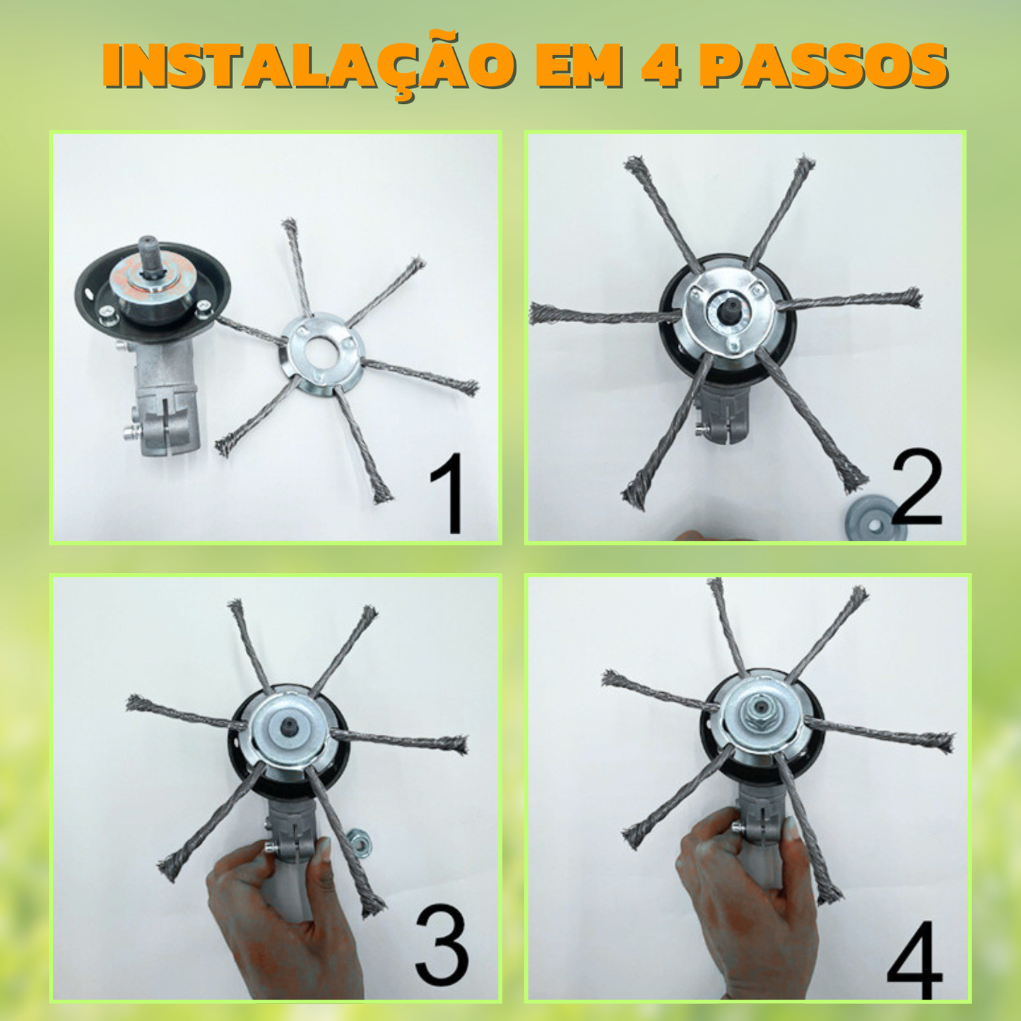 A cabeça do cortador de relva possui 6 ramificações trançadas com fio de aço resistente