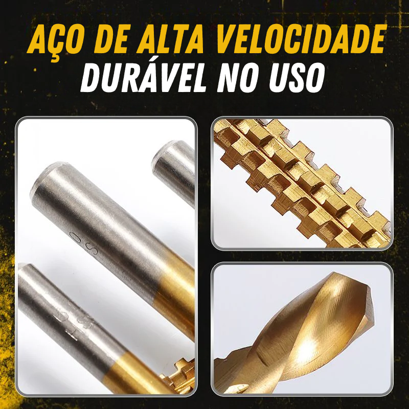 Conjunto de 6 brocas – Revestimento em titânio resistente, longa durabilidade sem perder o fio