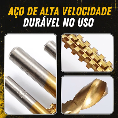 Conjunto de 6 brocas – Revestimento em titânio resistente, longa durabilidade sem perder o fio