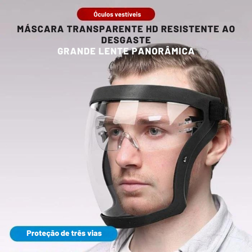 A viseira protege o rosto contra o pó fino e a neblina