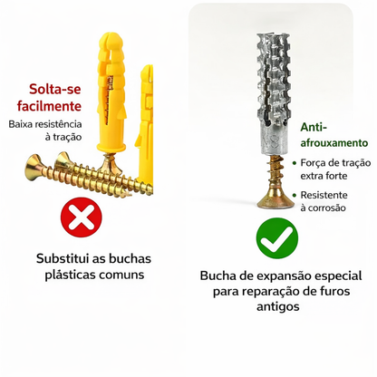 👉 Furou a parede e mesmo assim ficou frouxo? Está usando a bucha errada