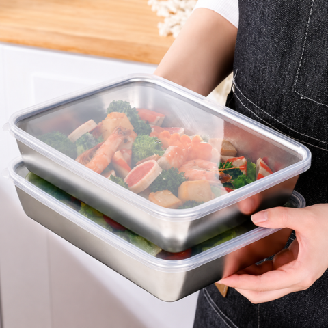 Recipiente multiuso de aço inoxidável 304 com tampa de silicone: ultraleve, seguro e conserva os nutrientes