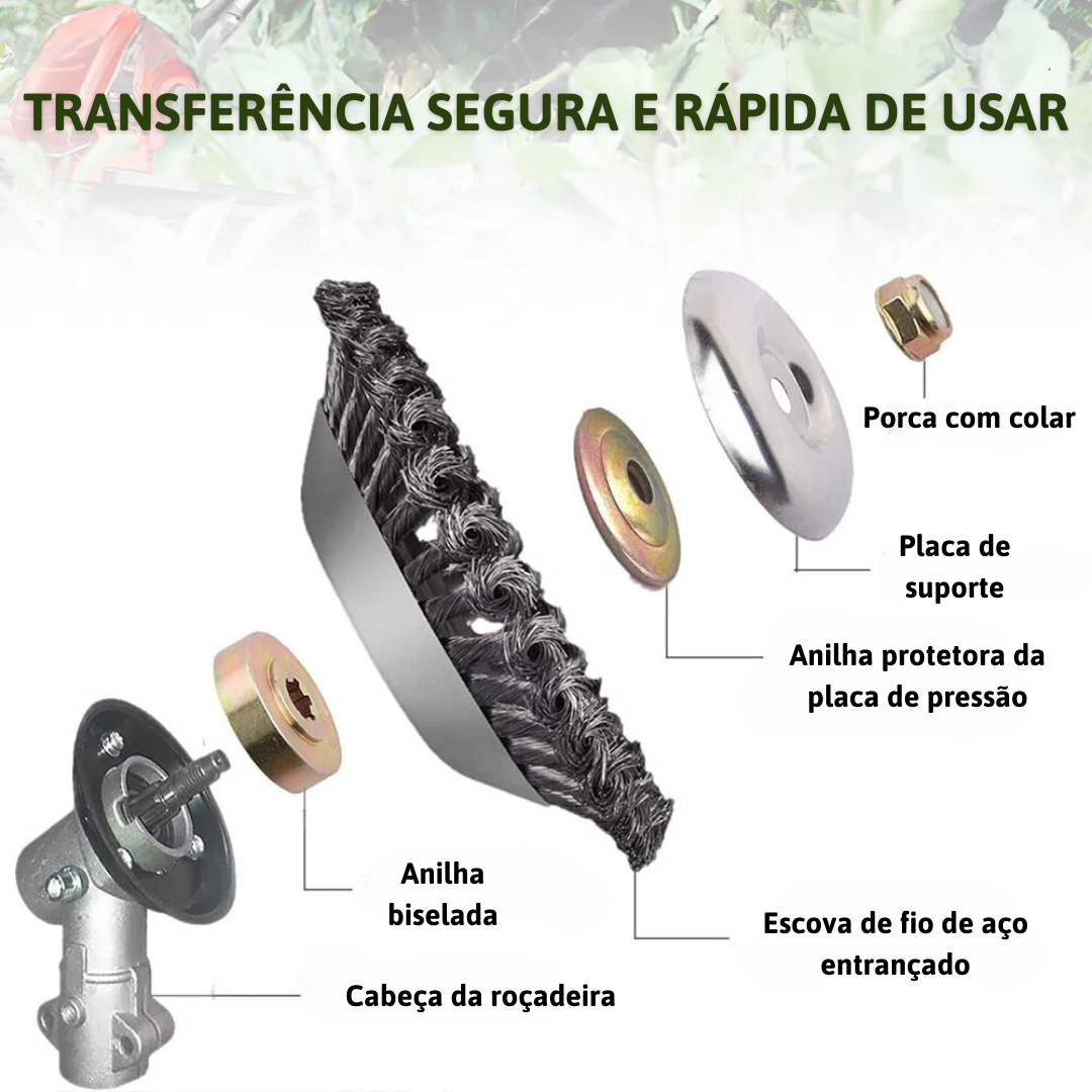 Lâmina de Corte de Relva em Arame de Aço Super Resistente 360° (Inclui Kit de Adaptadores)