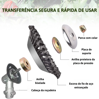 Lâmina de Corte de Relva em Arame de Aço Super Resistente 360° (Inclui Kit de Adaptadores)