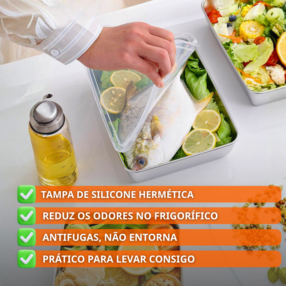 TABULEIRO PREMIUM EM AÇO INOXIDÁVEL 304 - Mantém os alimentos frescos até 5× mais tempo