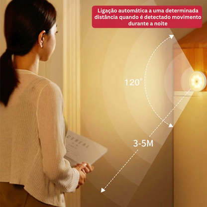 Luz LED inteligente com sensor de movimento - Acende-se automaticamente quando se move, ideal para qualquer espaço!