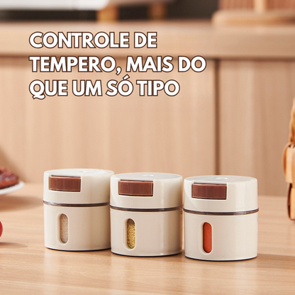 Conjunto Inovador de Frascos Magnéticos para Temperos — 6 Unidades com Dosagem Precisa e Fixação na Parede