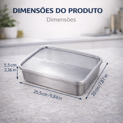 A solução para um frigorífico sempre organizado e sem odores – Recipientes em aço inox SUS304 (25×20×6 cm)