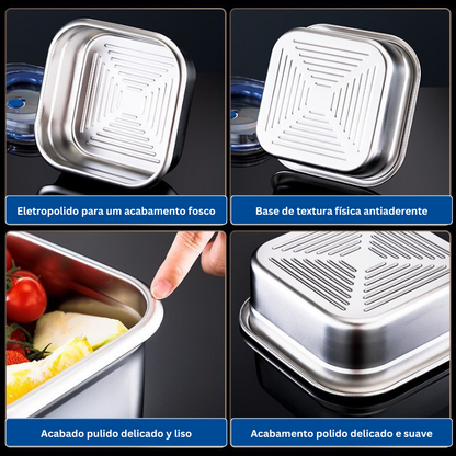 Grande caixa de armazenamento de alimentos em aço inoxidável 316 com tampa selada selada a vácuo 1800ml