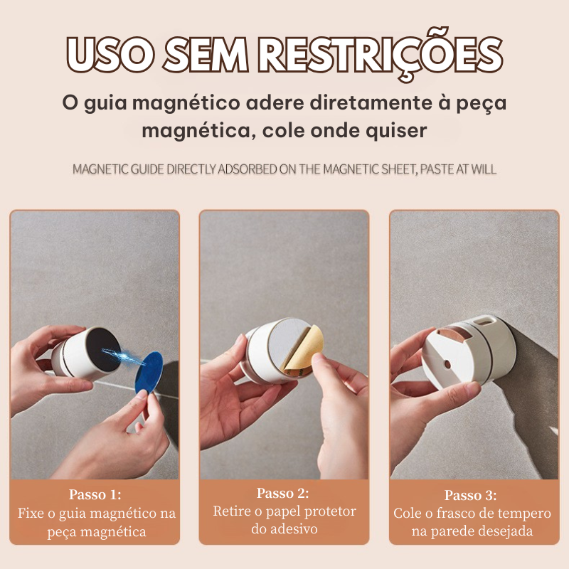 Conjunto Inovador de Frascos Magnéticos para Temperos — 6 Unidades com Dosagem Precisa e Fixação na Parede
