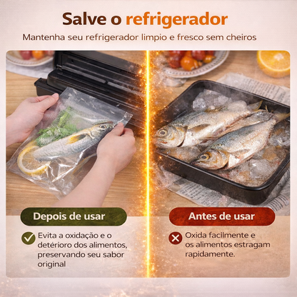 Seladora a Vácuo para Alimentos para a Conservação Prolongada de Alimentos — Inclui 100 Sacos a Vácuo Gratuitos