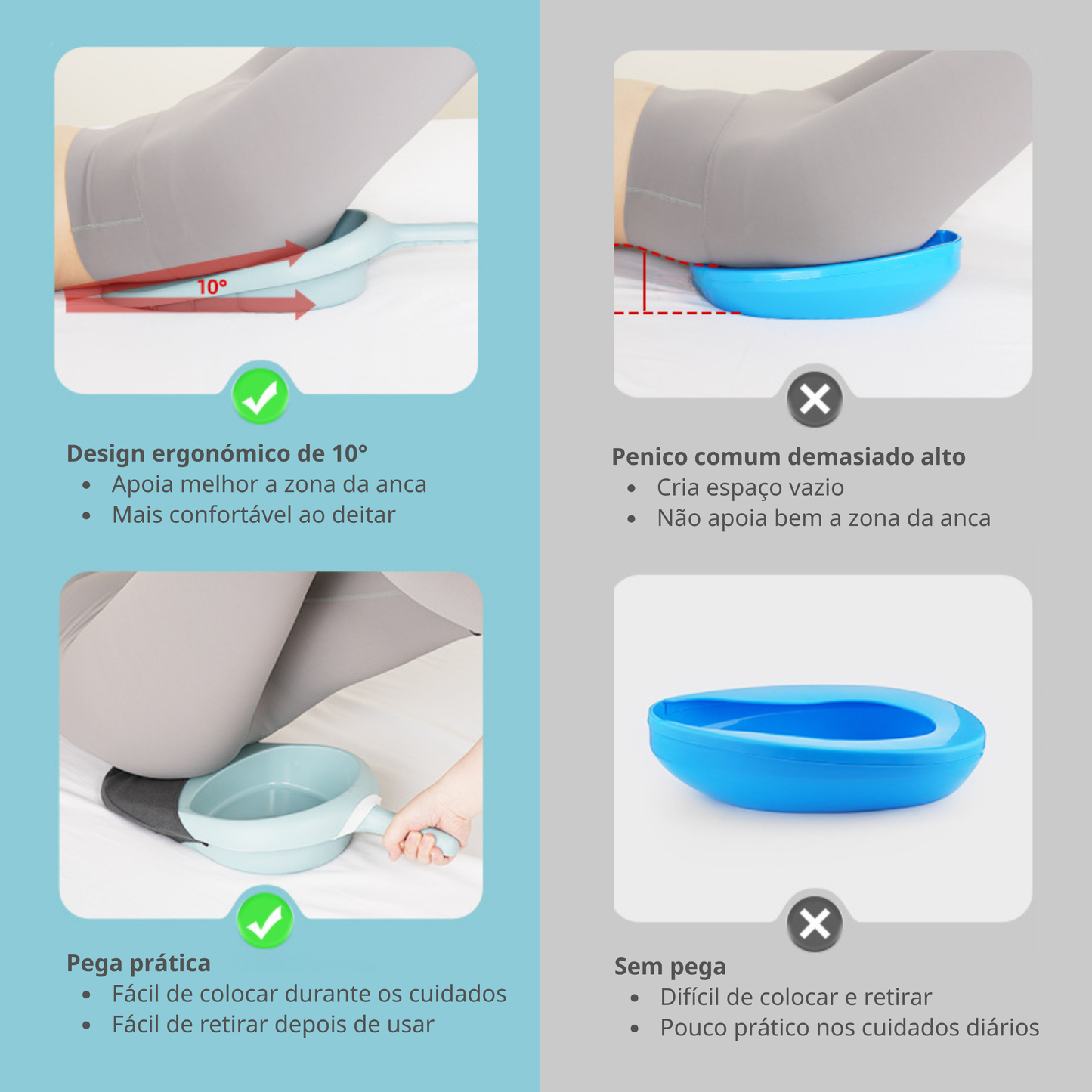 Bacio Sanitário de Cama Prático para Idosos e Pessoas Acamadas