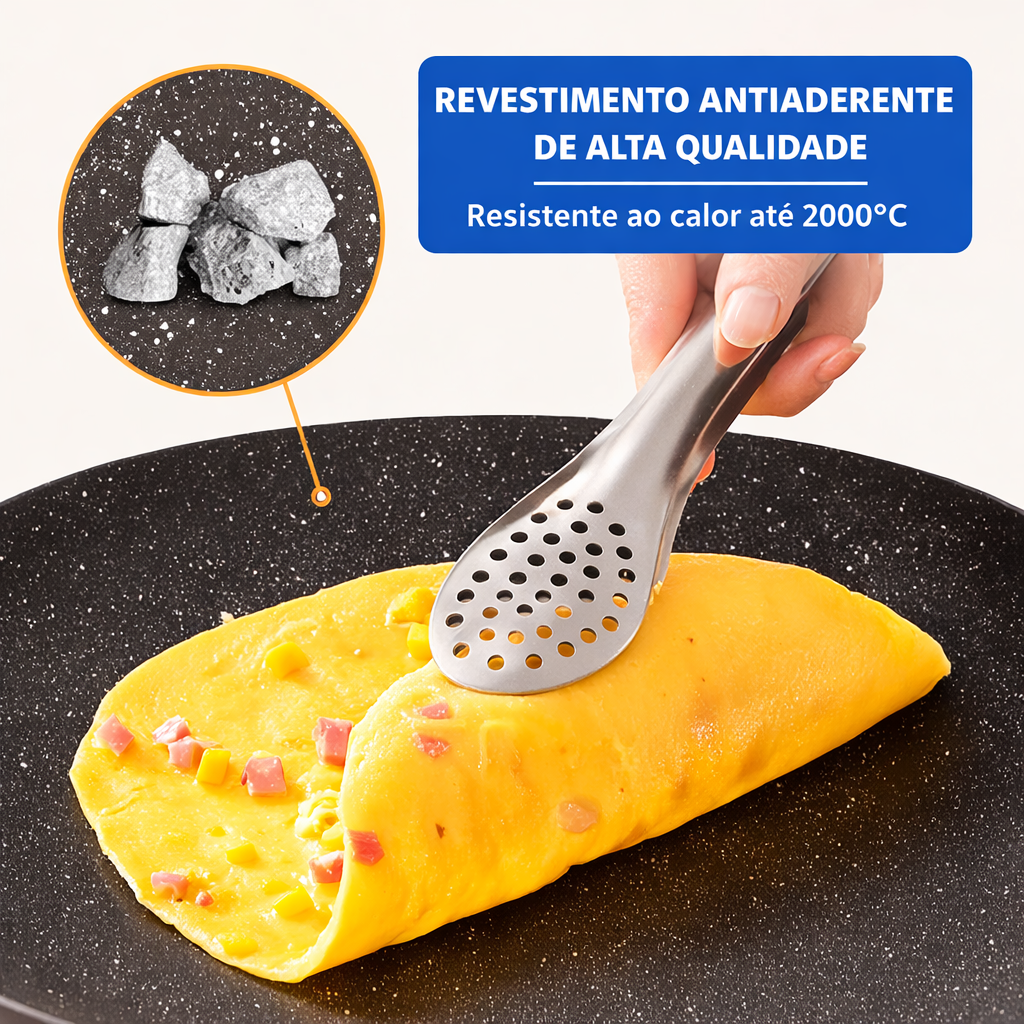 Frigideira Antiaderente Multiuso de 6 Camadas, Pode Ser Usada em Placas de Indução