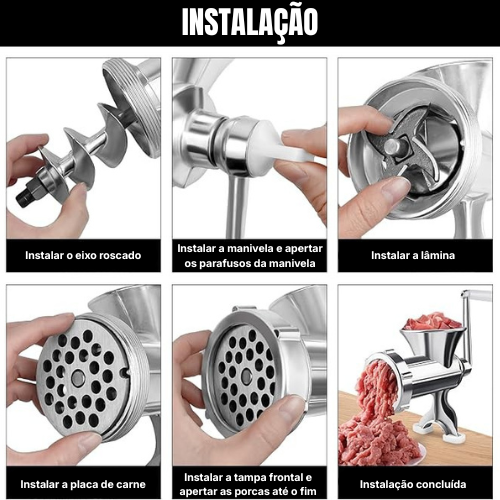 Moínho de Carne Manual em Aço Inoxidável, Ferramenta de Triturar, Manivela de Mesa para Fazer Salsichas